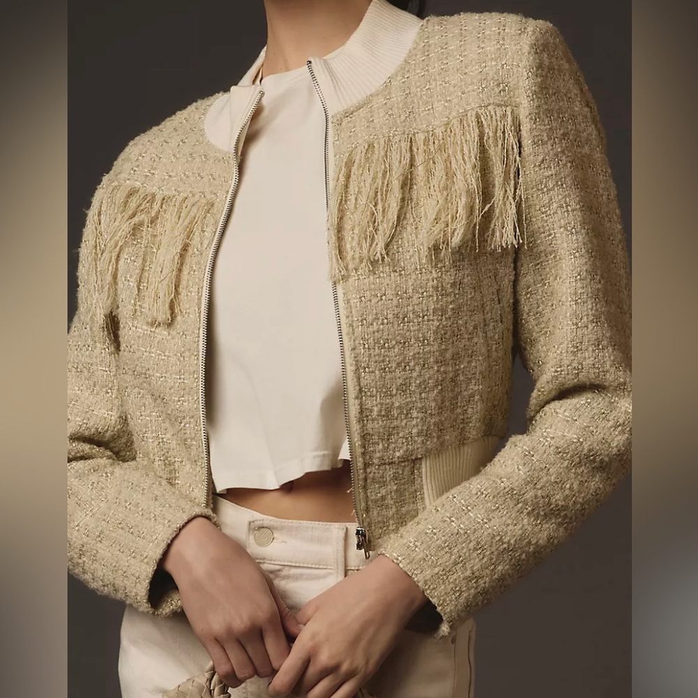 MOTHER “SWISHER FRINGE BOMBER JACKET” *NWT $450.00 *SIZE LARGE